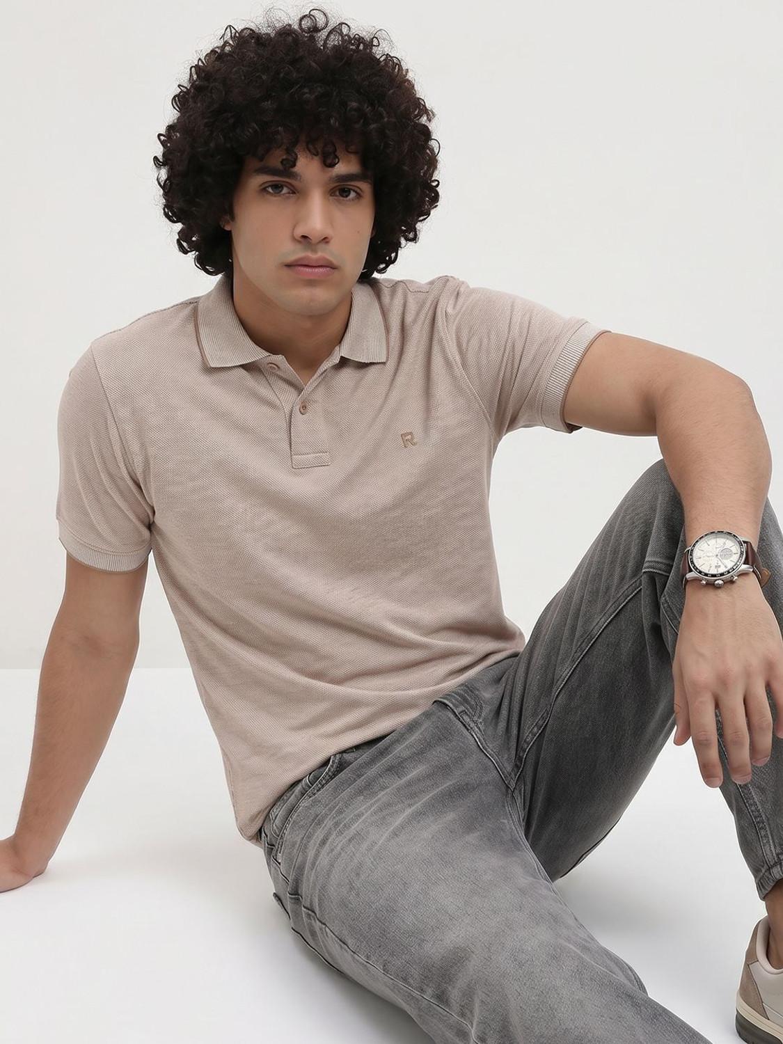 Image of Roadster Solid Men Polo Neck Brown T-Shirt