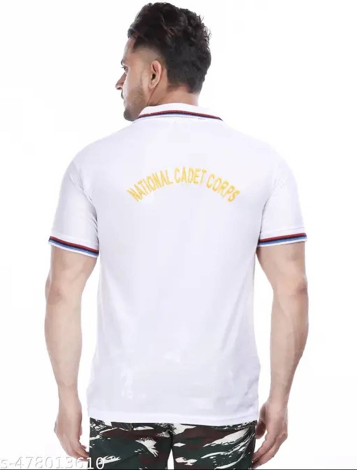 shree maruti shopping White Polo Neck T-Shirt - Image 2