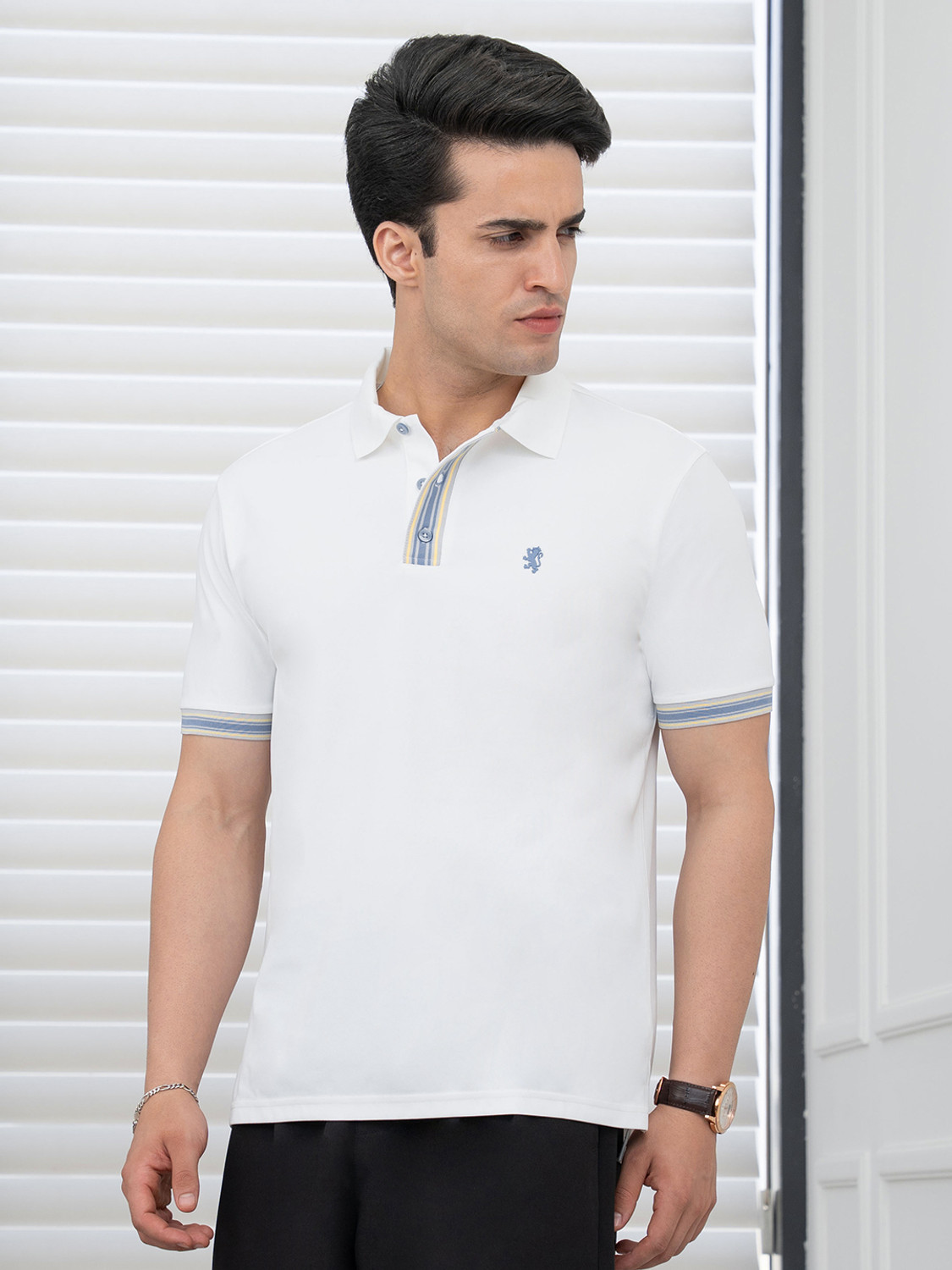 Image of RED TAPE Solid Men Polo Neck White T-Shirt