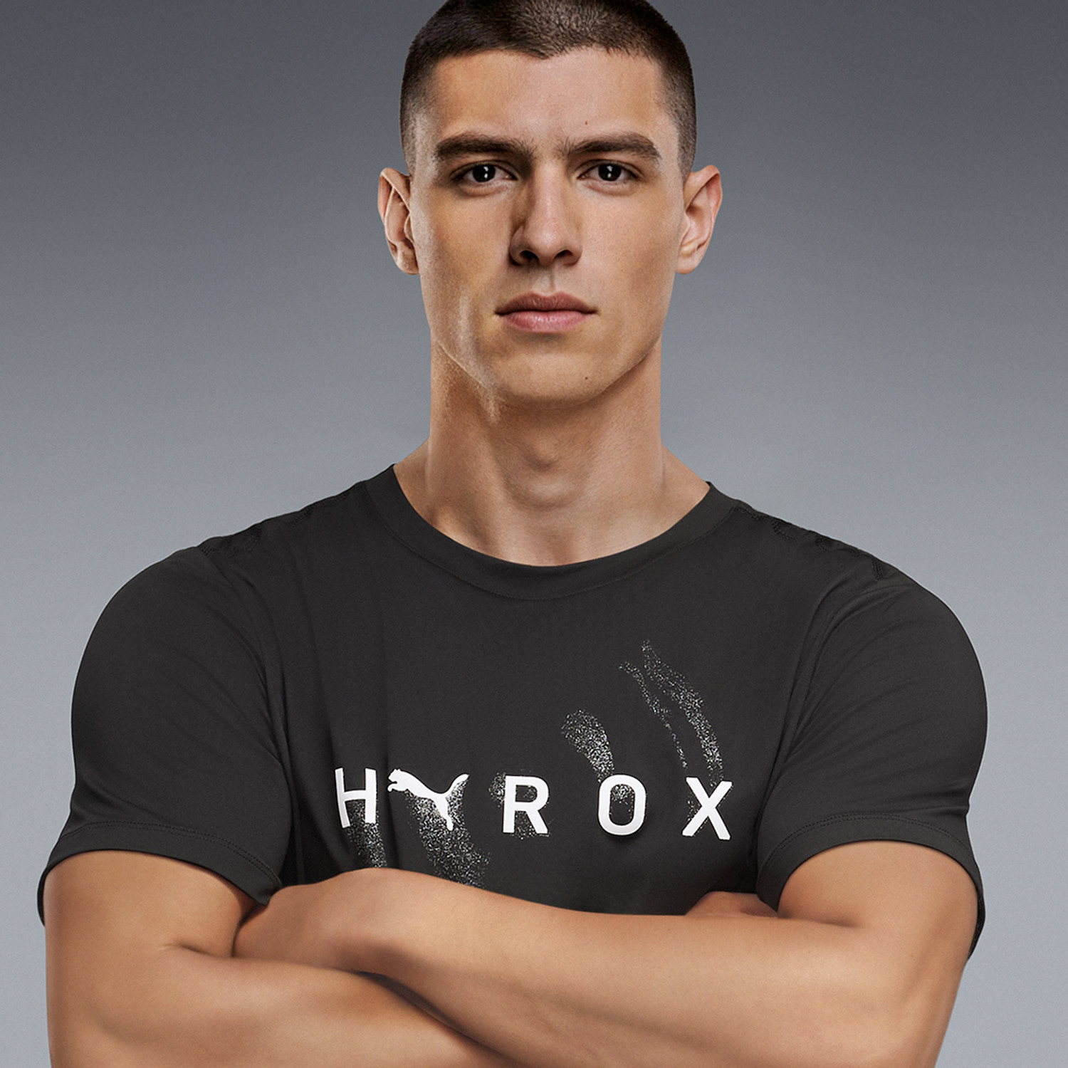 Image of PUMA Printed Men Crew Neck Black T-Shirt