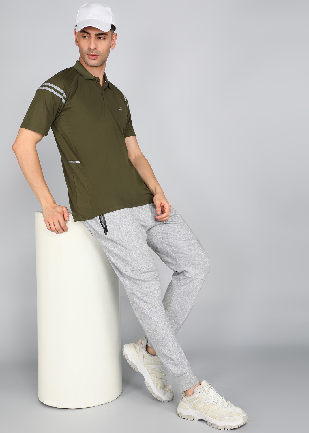 Image of Adrenex Solid Men Polo Neck Dark Green T-Shirt