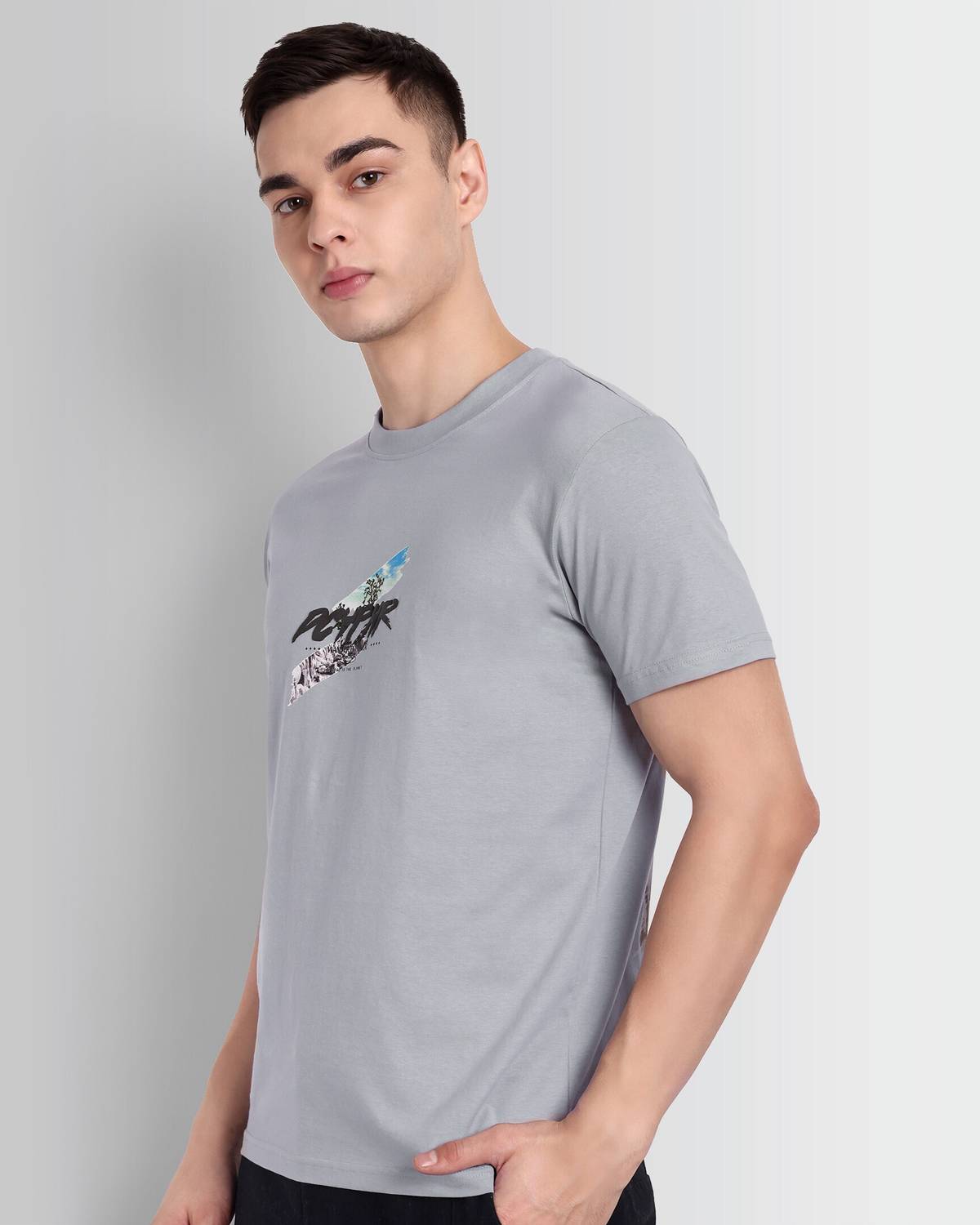 DCYPHR Graphic Print Men Crew Neck Grey T-Shirt - Buy DCYPHR
