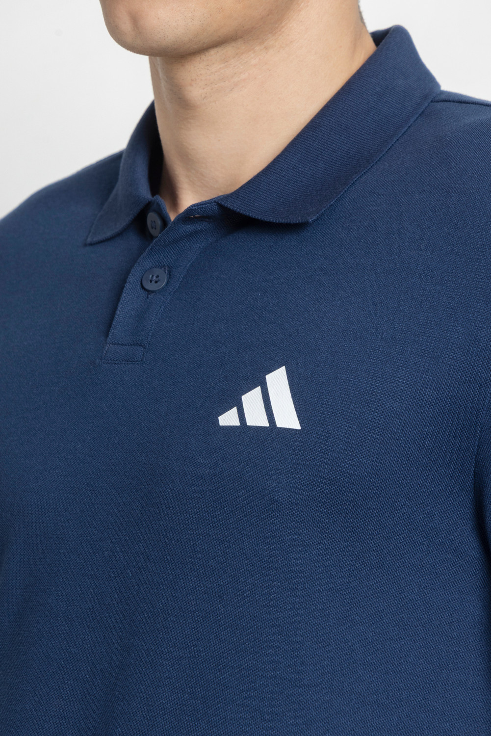 Image of ADIDAS Solid Men Polo Neck Blue T-Shirt