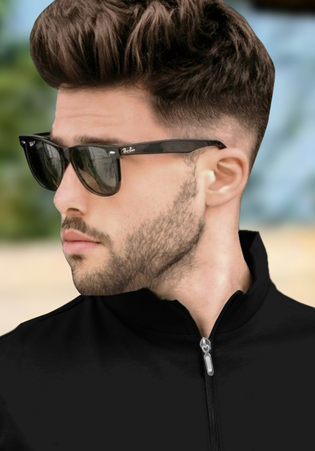 Image of TRIPR Printed Men Mandarin Collar Black T-Shirt