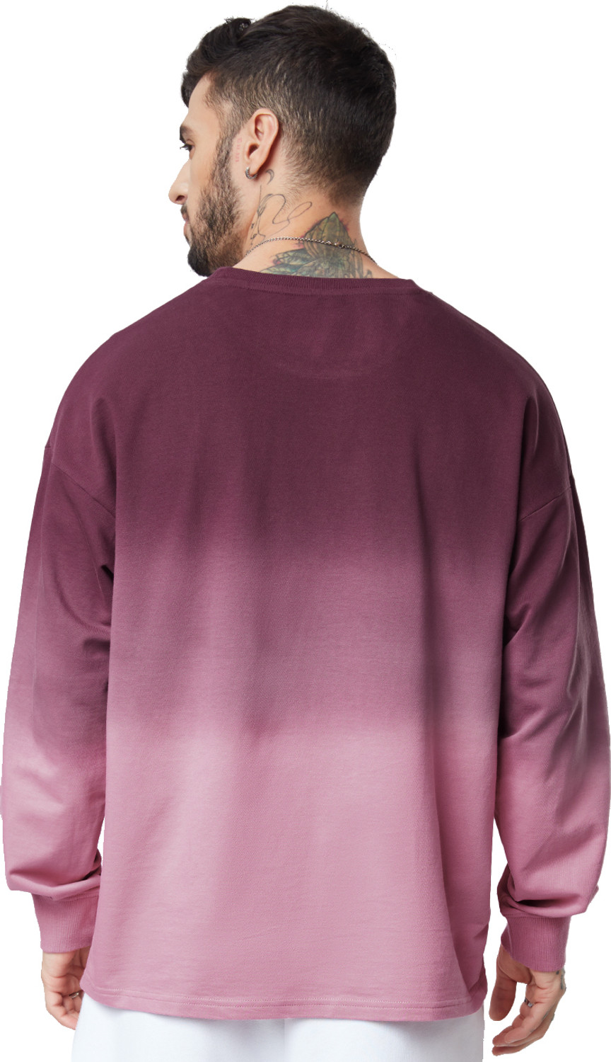 Image of The Souled Store Tie & Dye Men Round Neck Maroon T-Shirt