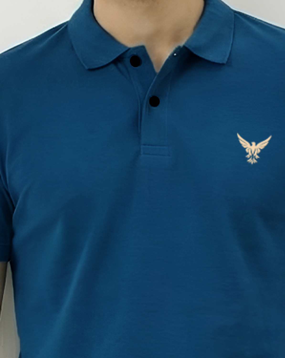 Image of Flipkart SmartBuy Men Solid Polo Neck Cotton Blend Dark Blue T-Shirt