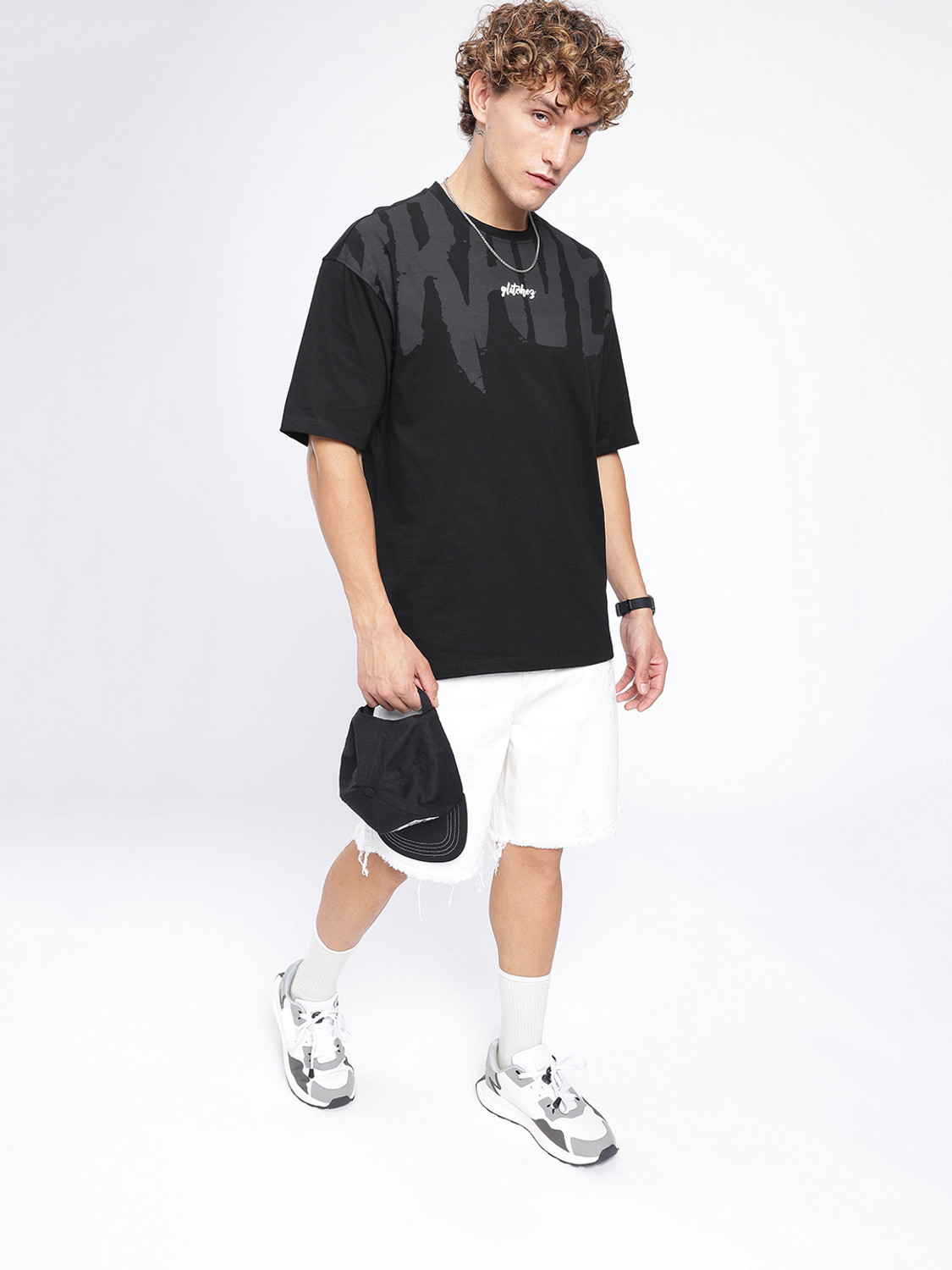 Image of Glitchez Graphic Print Men Round Neck Black T-Shirt