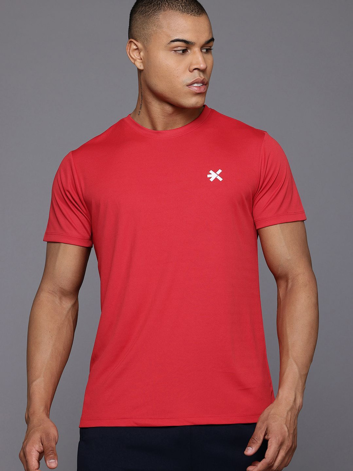 Image of HRX by Hrithik Roshan Printed Men Round Neck Red T-Shirt