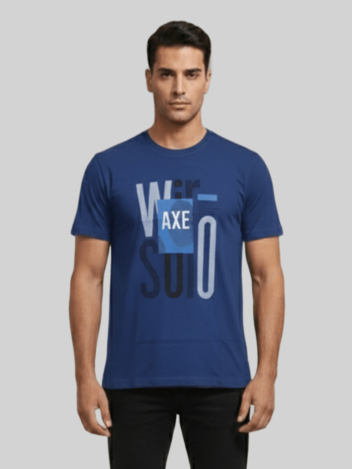 Image of Dollar Printed Men Round Neck Light Blue T-Shirt