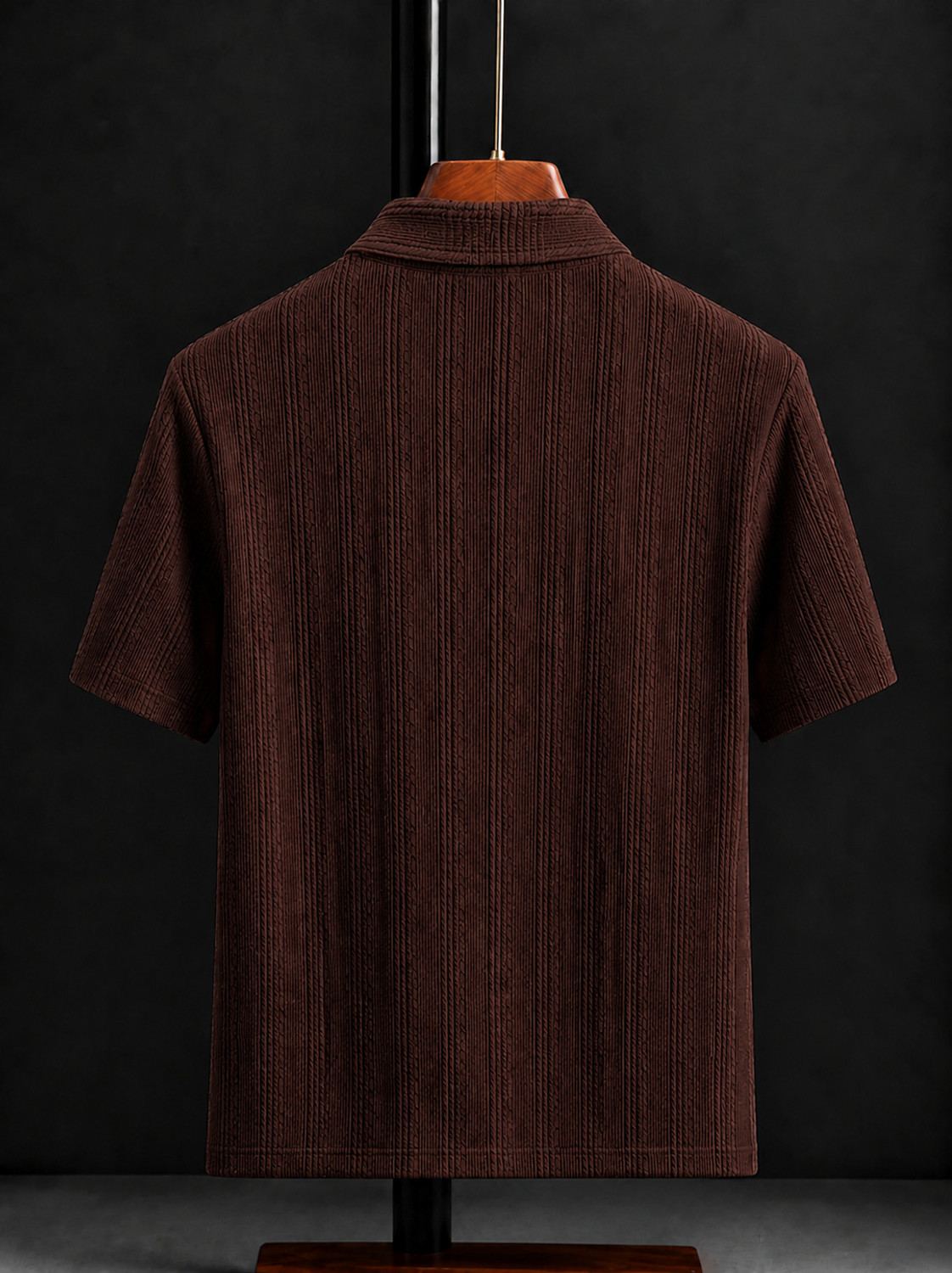 Image of mozero Self Design Men Polo Neck Brown T-Shirt