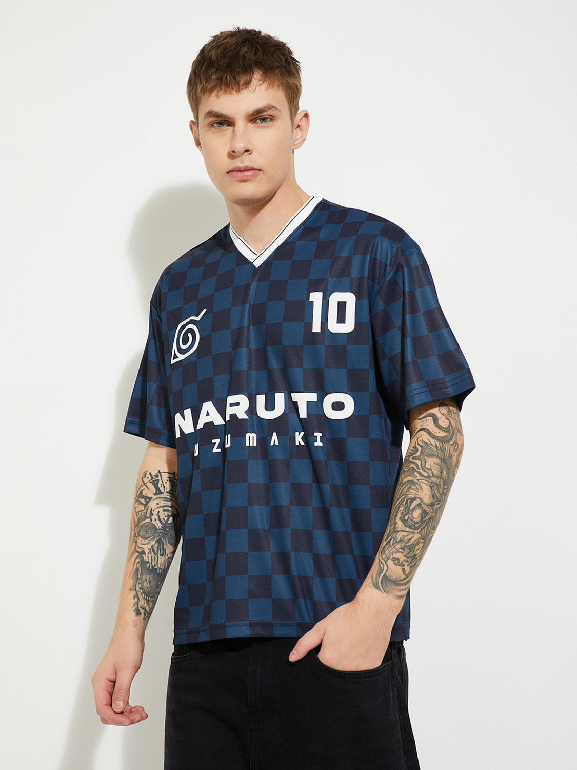 Image of MAX Printed Men Round Neck Blue T-Shirt