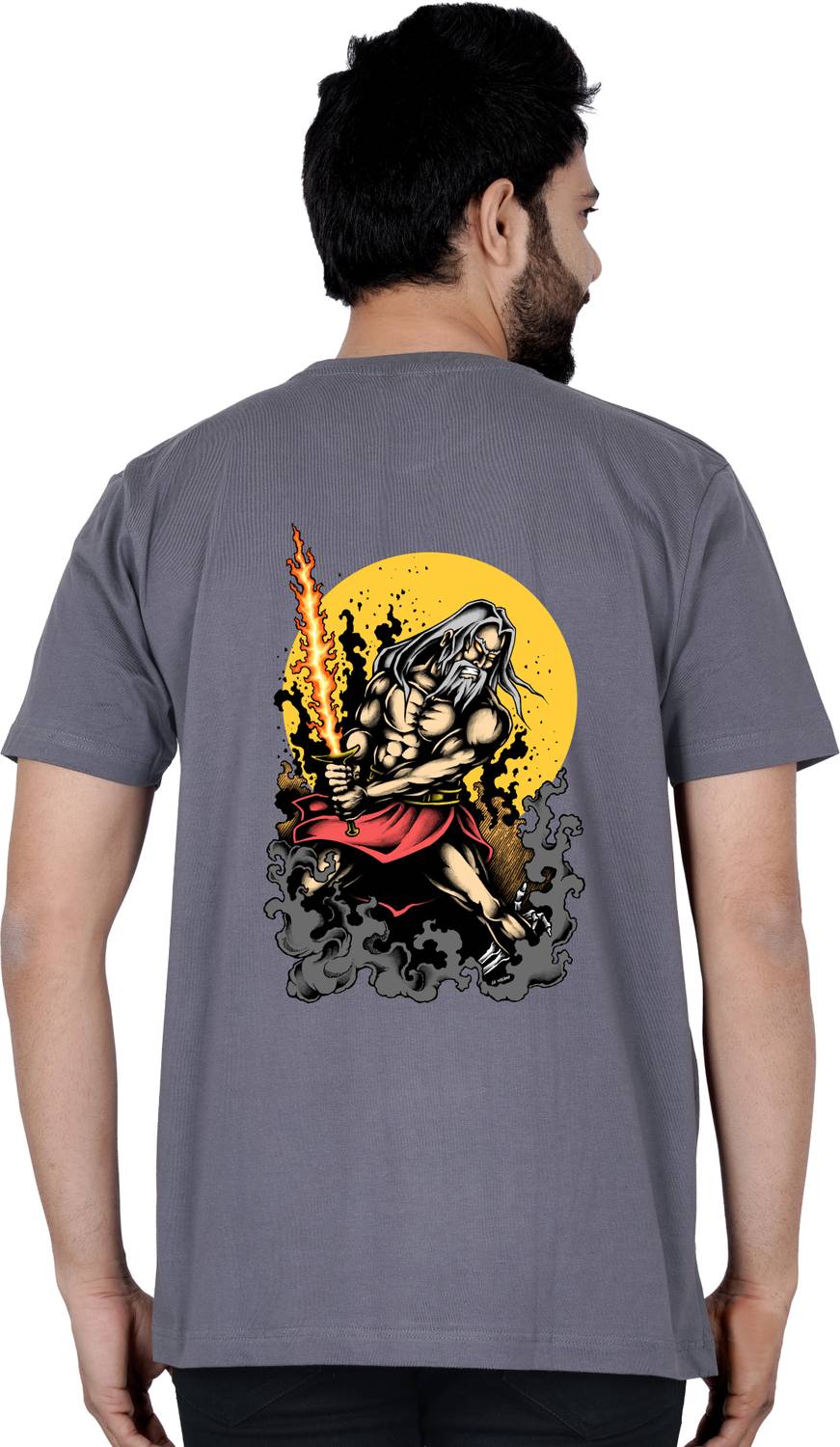 La Milano Men Graphic Print Round Neck Pure Cotton Grey T-Shirt