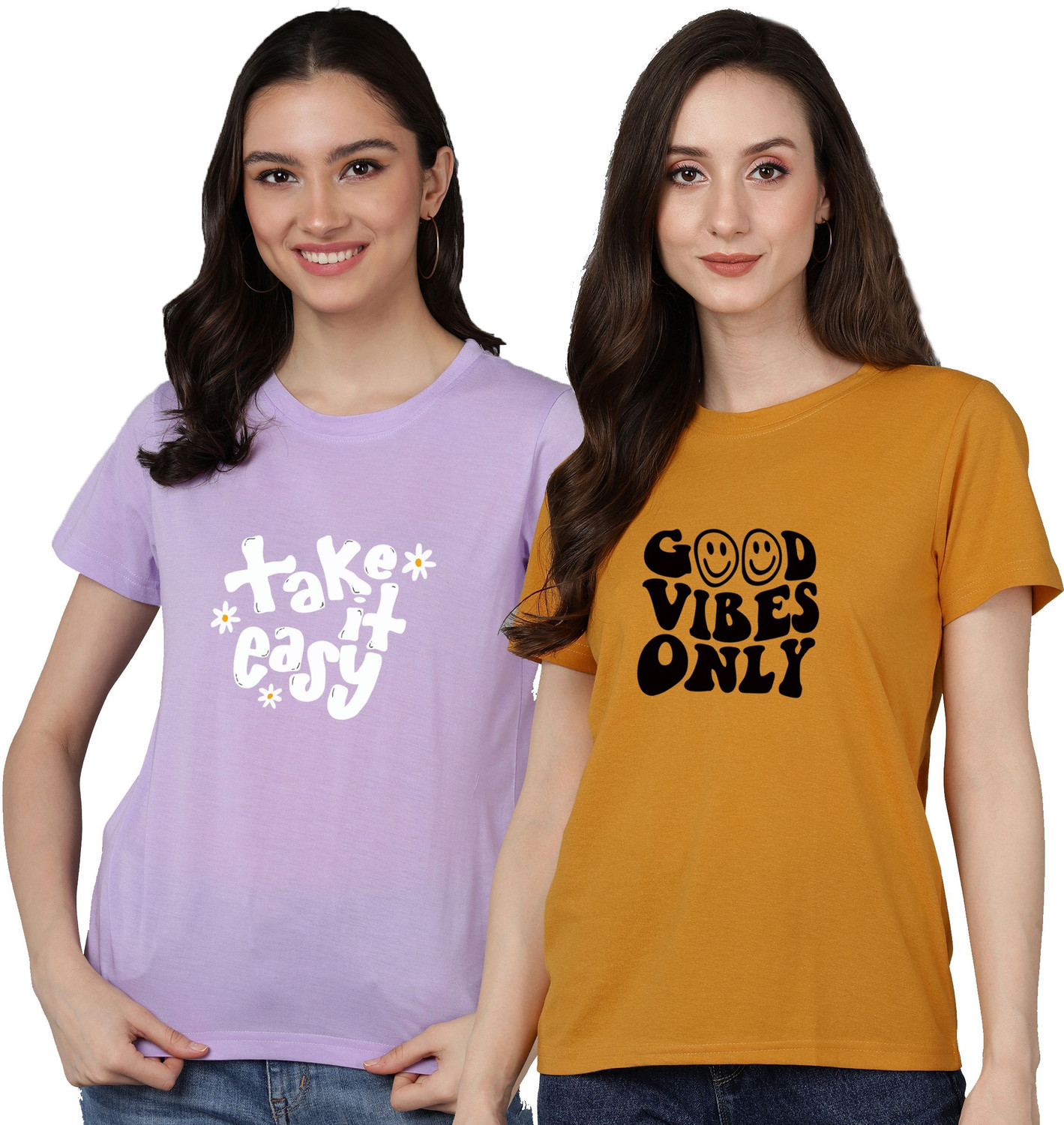Image of Adyavastram Graphic Print Women Round Neck Multicolor T-Shirt