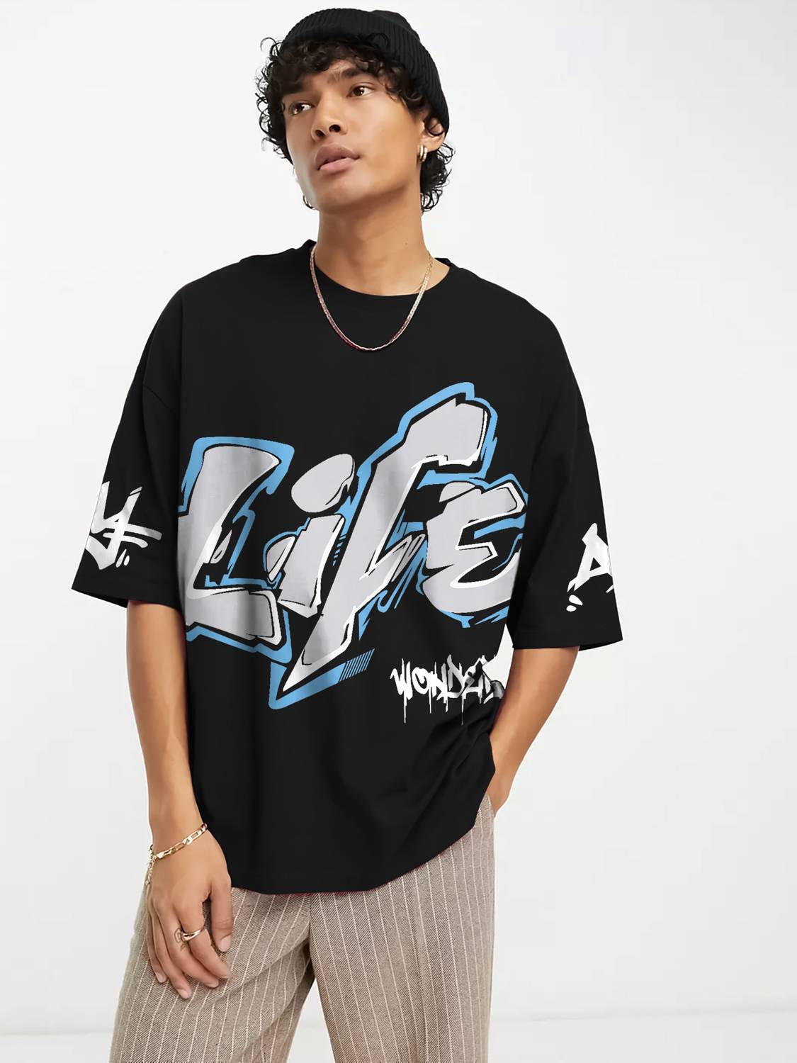 Jump Cuts Printed Men Round Neck Black, Grey T-Shirt - Buy Jump