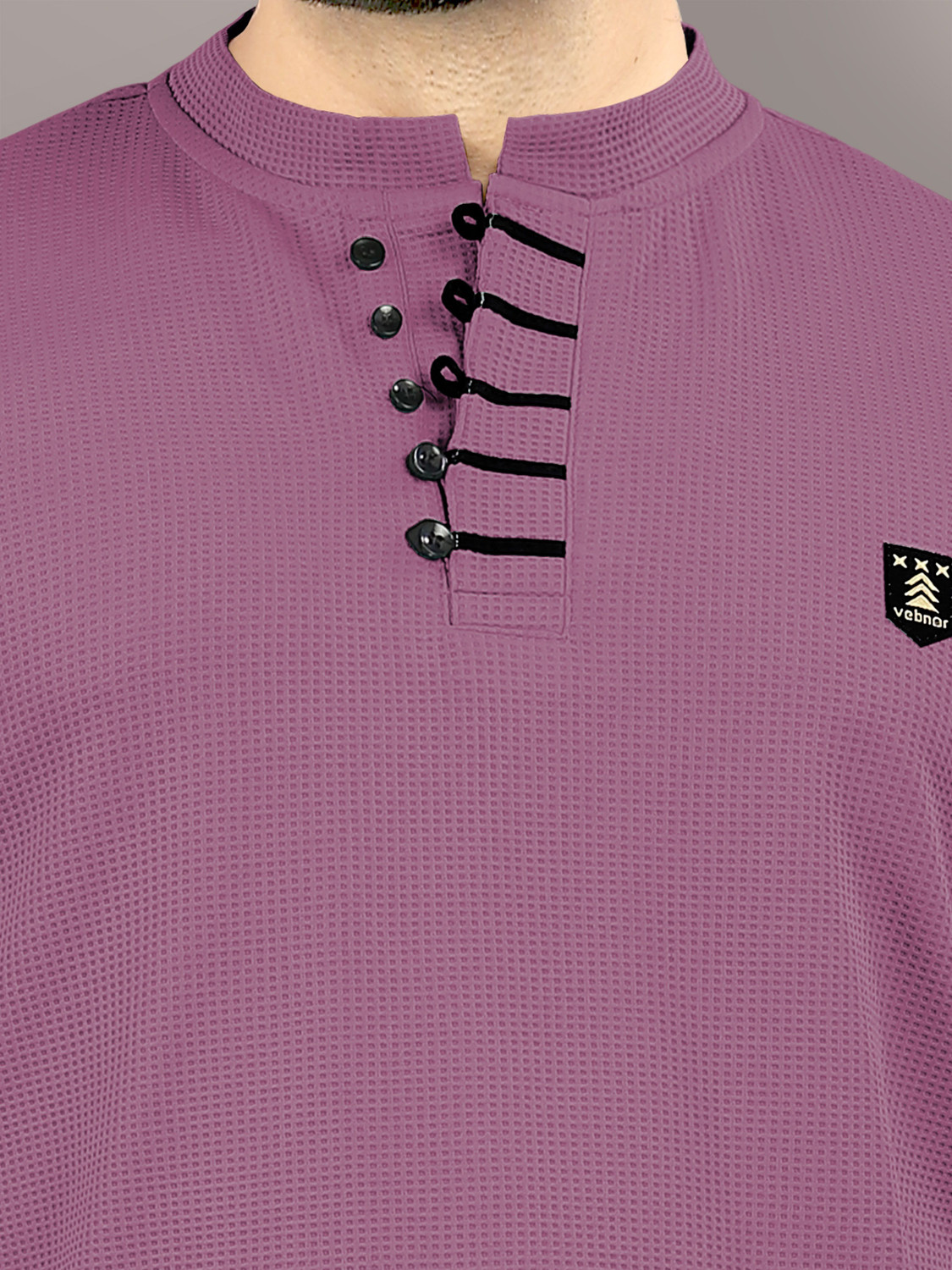 Image of VeBNoR Self Design Men Polo Neck Purple T-Shirt
