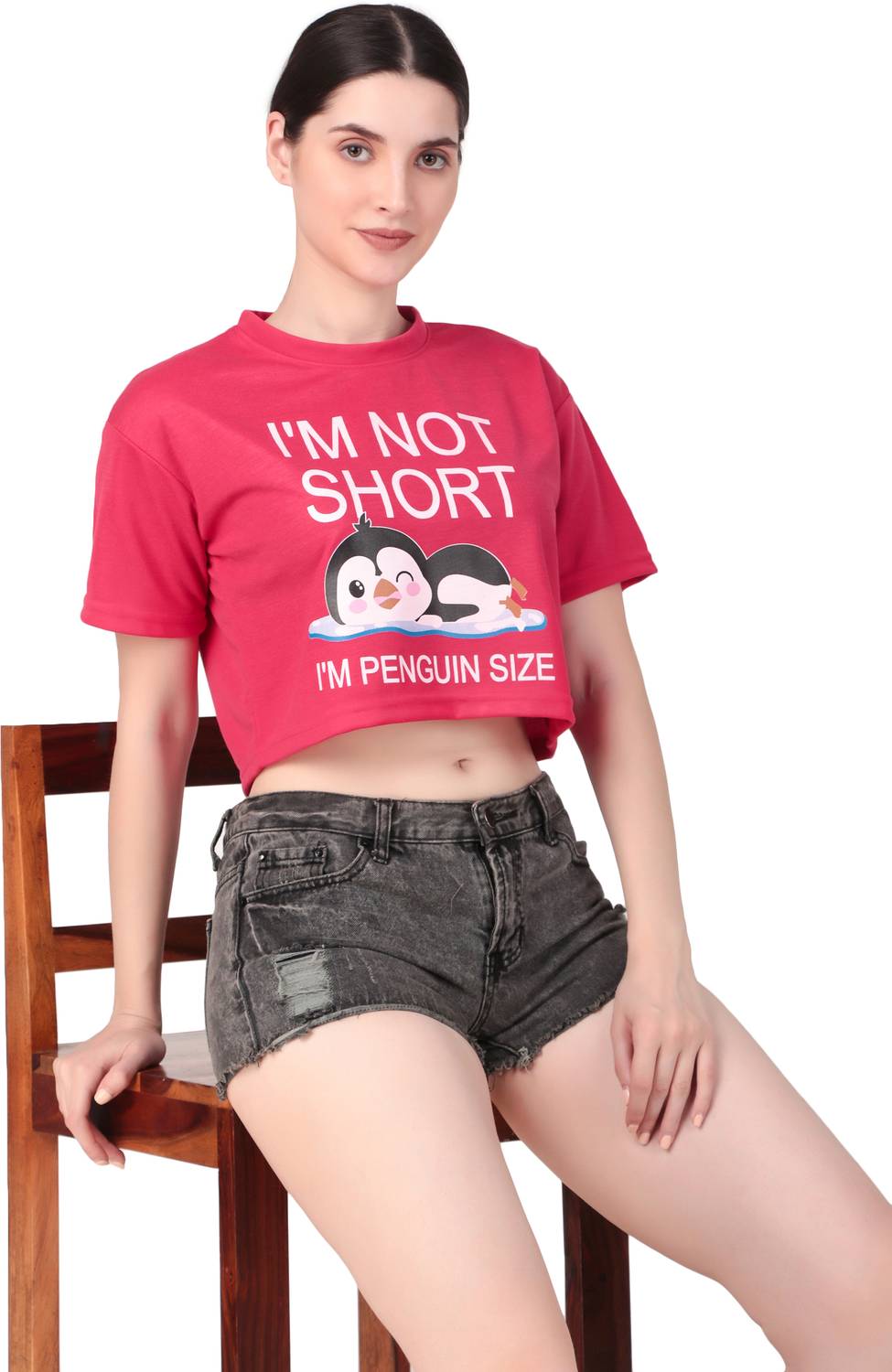 BRAZO Printed Women Round Neck Pink T-Shirt
