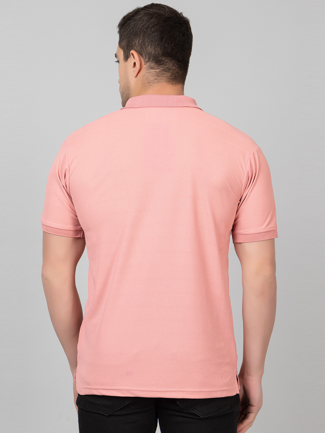 Image of BAB Solid Men Polo Neck Pink T-Shirt