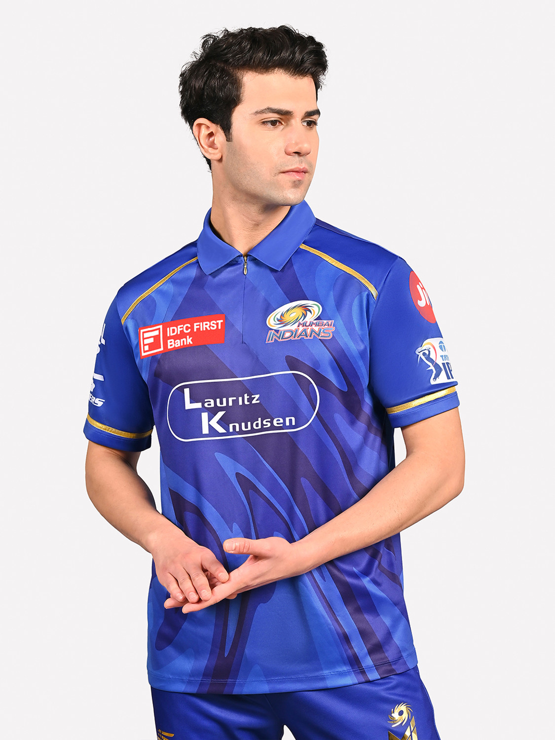 Image of Skechers Printed Men Polo Neck Blue T-Shirt