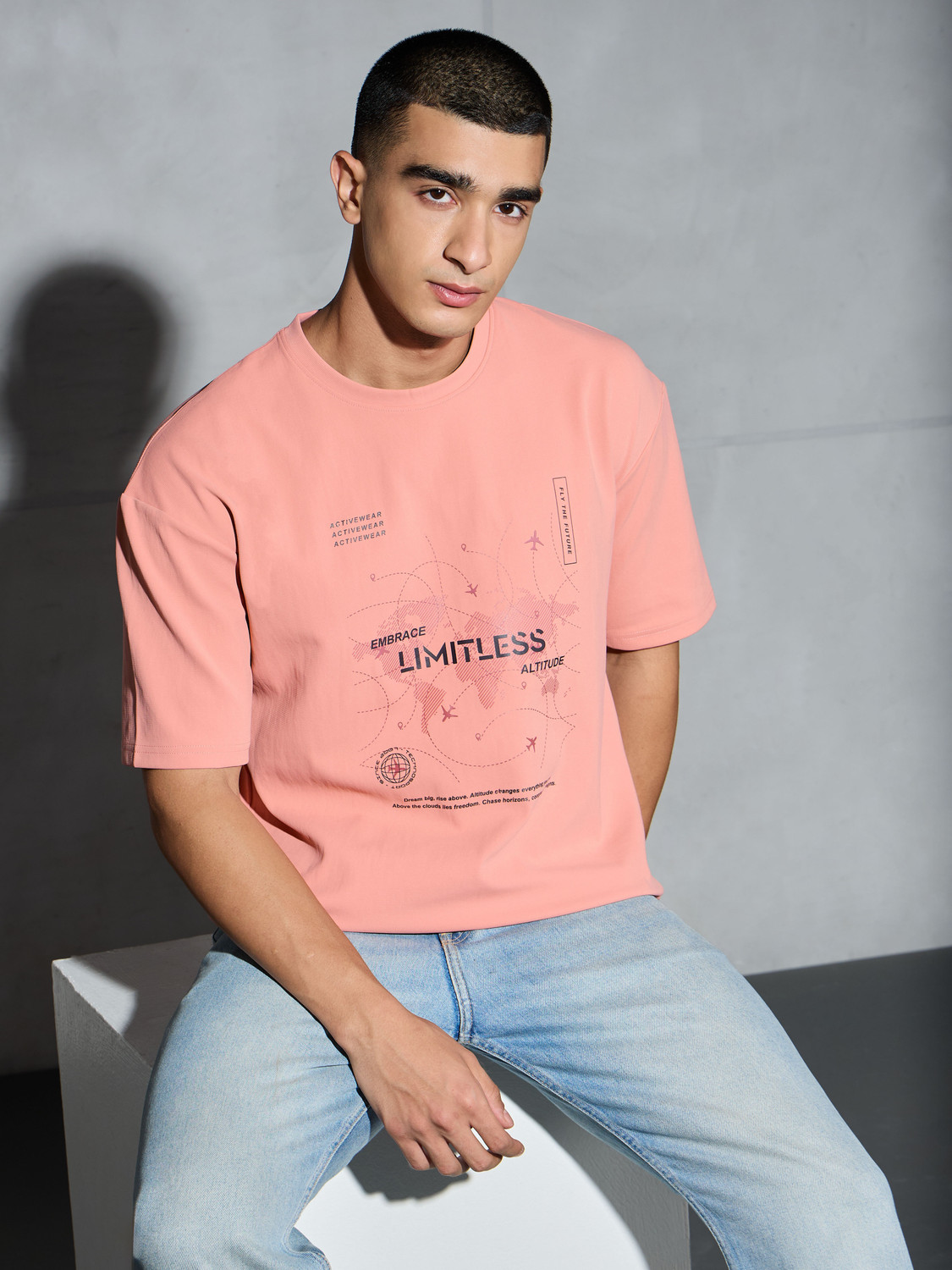 Image of TECHNOSPORT Graphic Print Men Crew Neck Orange T-Shirt