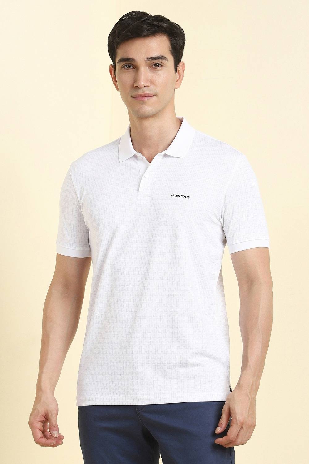 Allen Solly Solid Men Polo Neck White T-Shirt