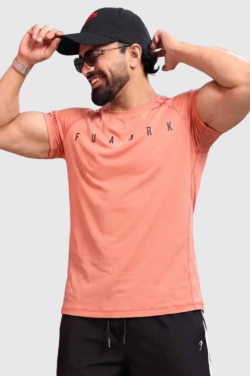 Image of FuaarK Typography Men Round Neck Pink T-Shirt