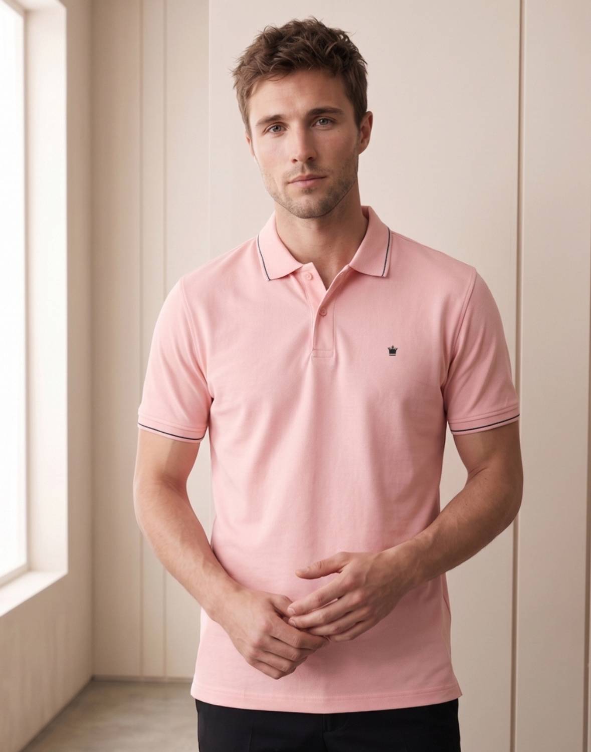 LOUIS PHILIPPE Regular Fit Casual Men Solid Polo Neck Pure Cotton
