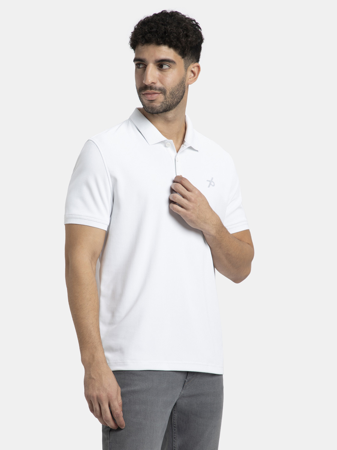 Image of JOCKEY Solid Men Polo Neck White T-Shirt