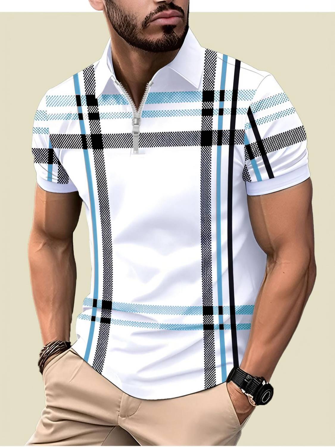AUSK Checkered Men Polo Neck Multicolor T-Shirt