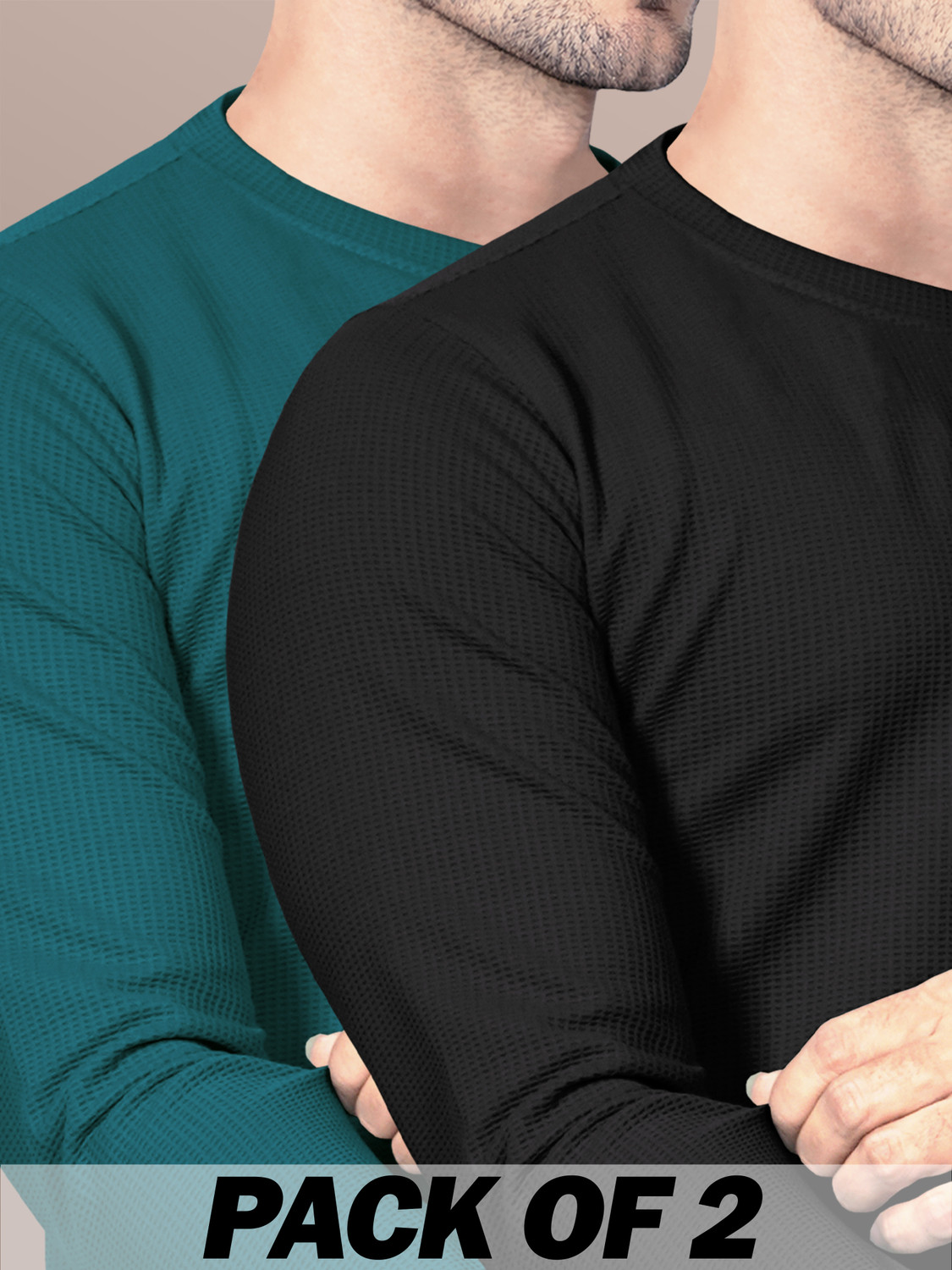 Image of VeBNoR Self Design Men Round Neck Black, Green T-Shirt