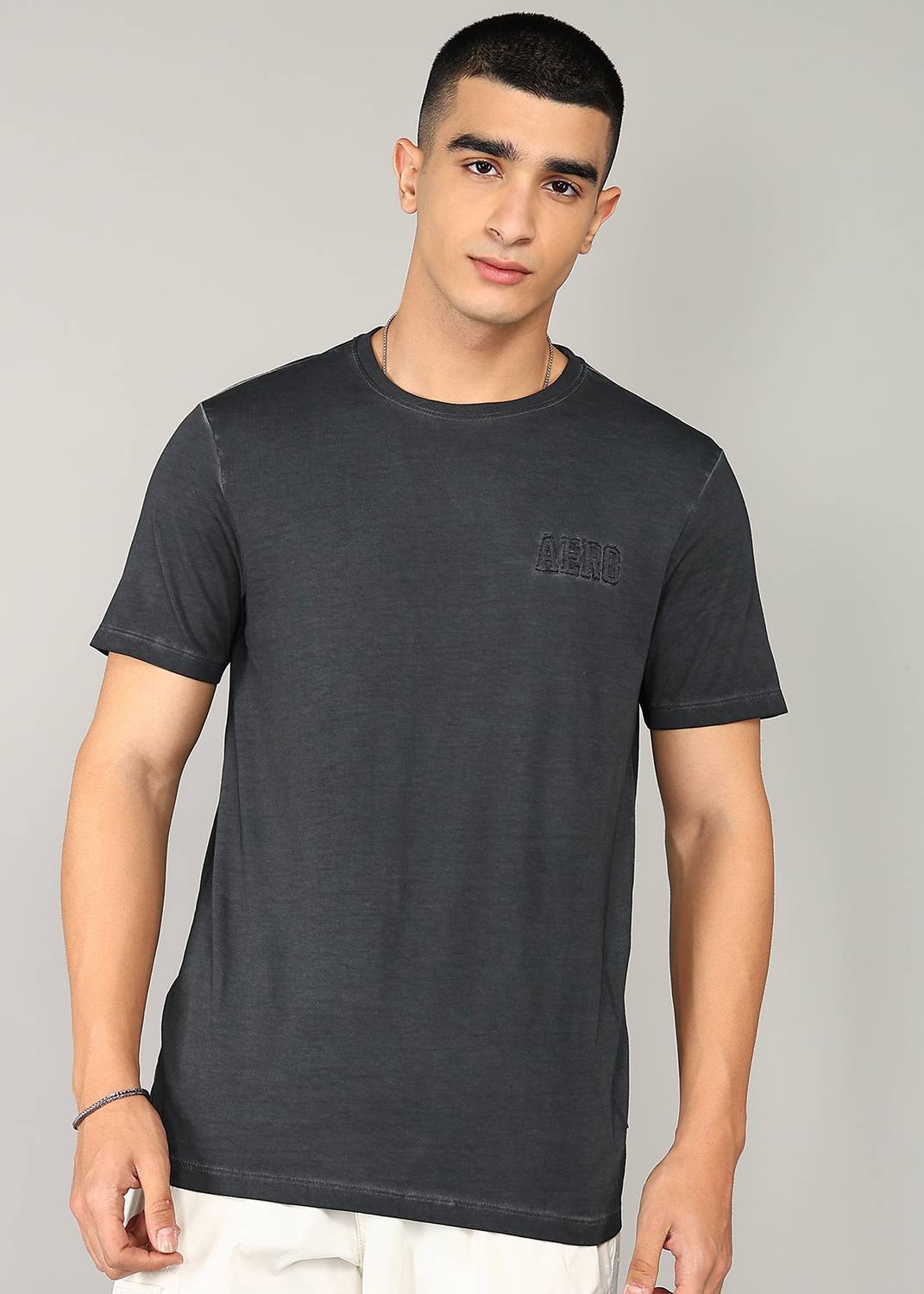 AEROPOSTALE Typography Men Round Neck Grey T-Shirt