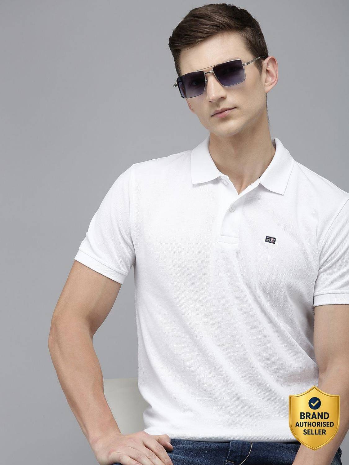 Arrow Sport Solid Men Polo Neck White T-Shirt