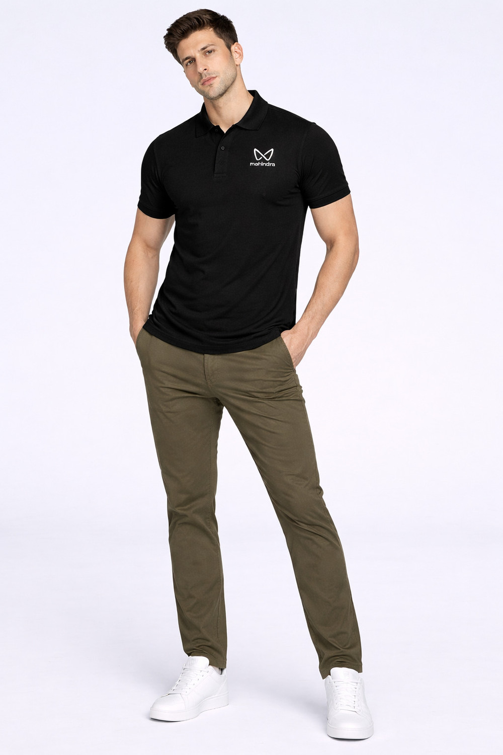 Image of KRYONIX Solid, Printed Men Polo Neck Black T-Shirt