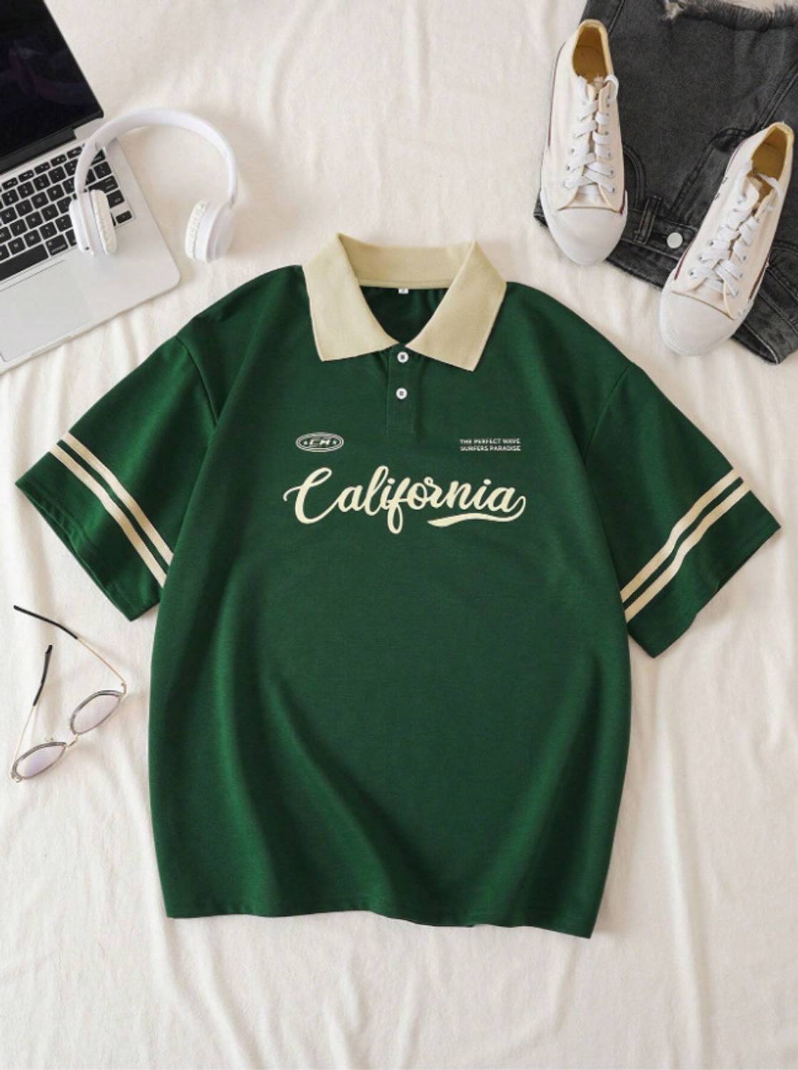 AVEJO Men Green Polo Neck T-Shirt - Image 1