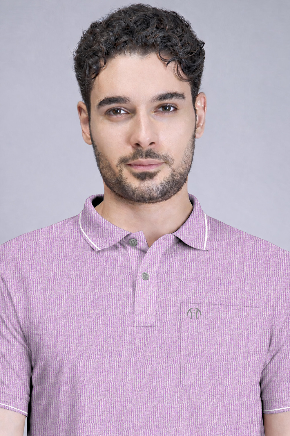 Image of Triptee Solid Men Polo Neck Purple T-Shirt