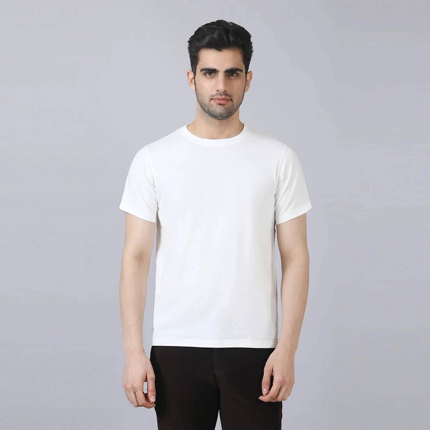 BELANO Solid Men Round Neck White T-Shirt