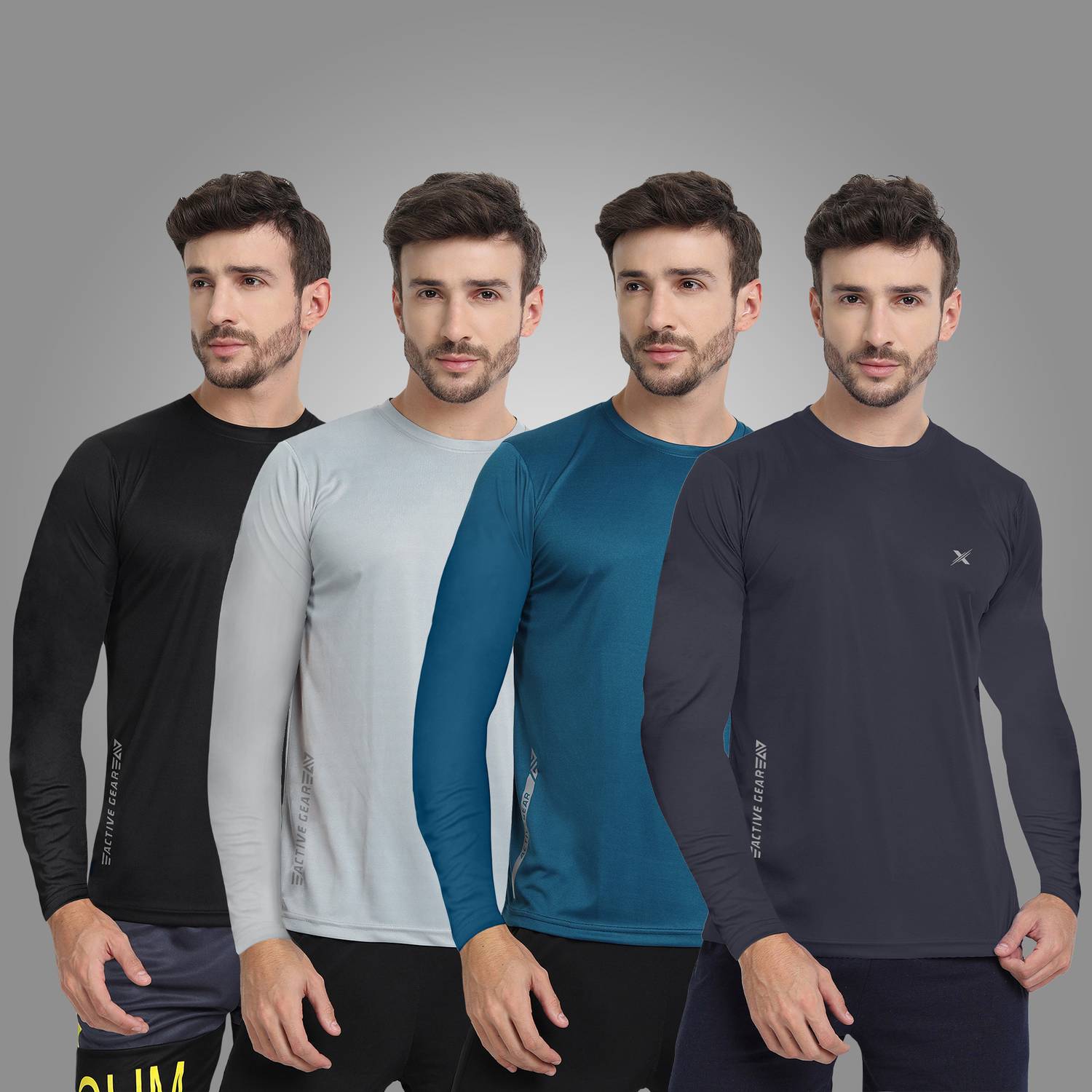 FTX Pack of 4 Men Solid Round Neck Polyester Multicolor T-Shirt