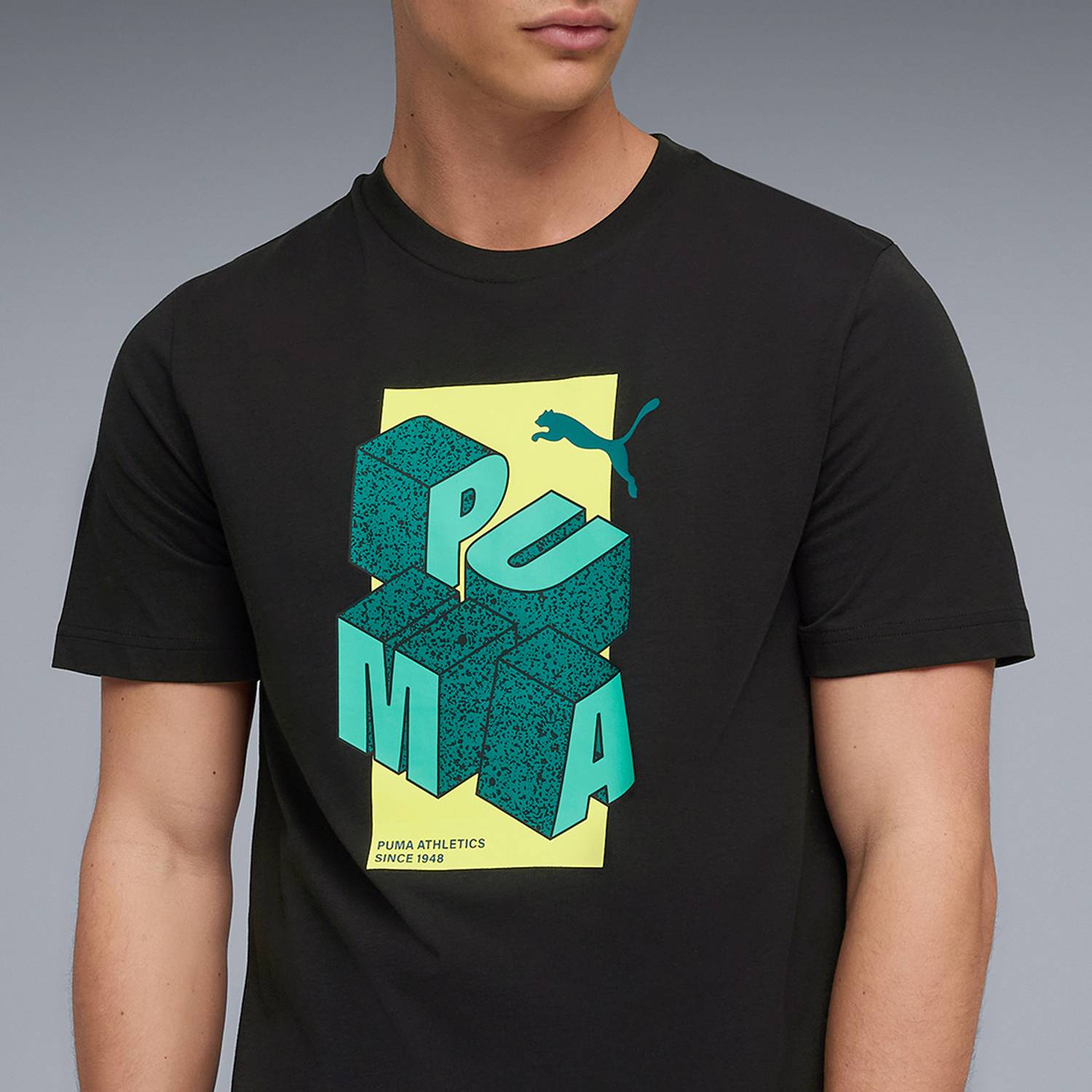 PUMA Men's Black Crew Neck Printed T-Shirt - Image 2