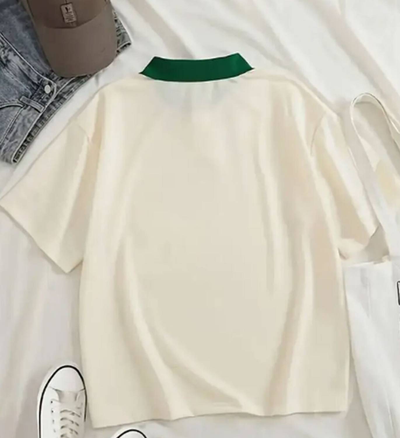 CULISH Men Beige Polo Neck T-Shirt - Image 2