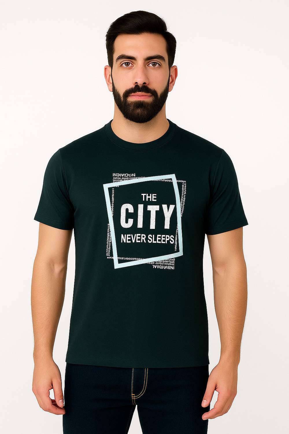3BROS Solid Men Round Neck Green T-Shirt