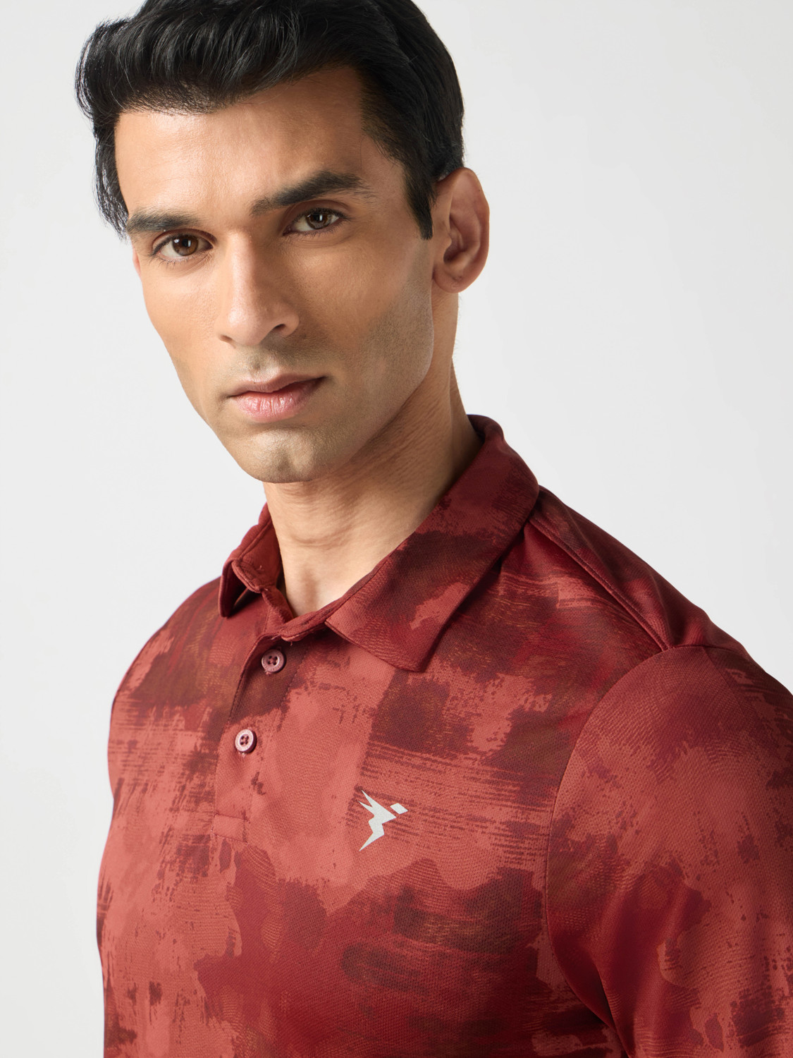 Image of TECHNOSPORT Self Design Men Polo Neck Red T-Shirt