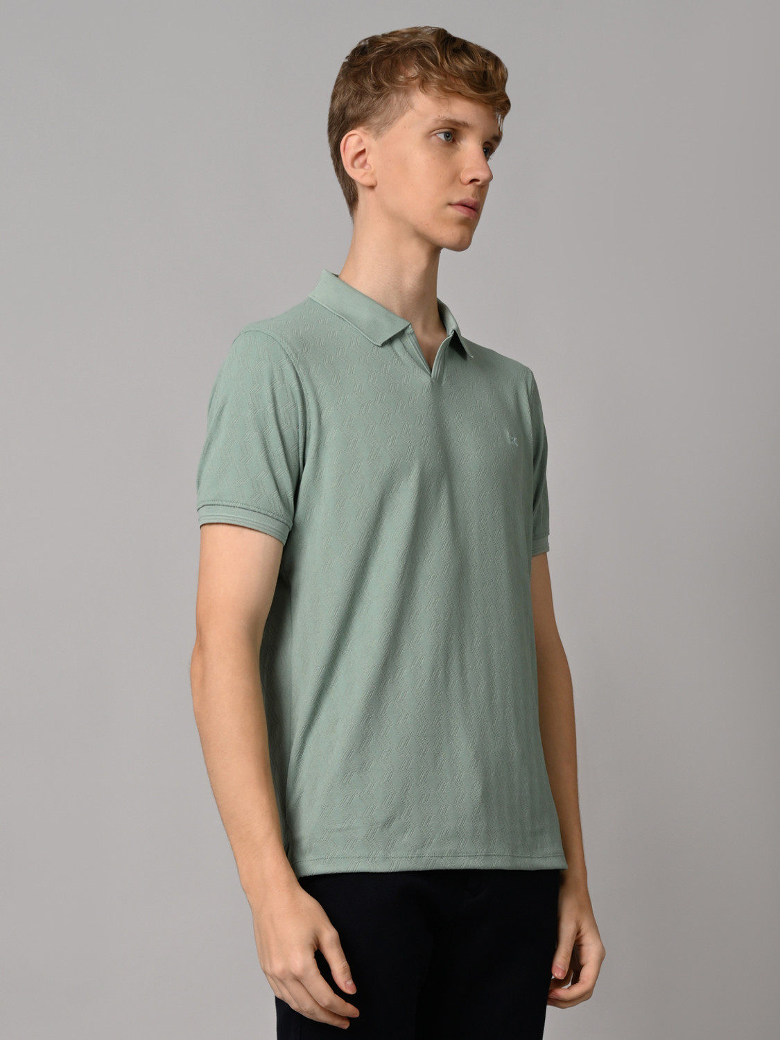 Image of KILLER Self Design Men Polo Neck Light Green T-Shirt