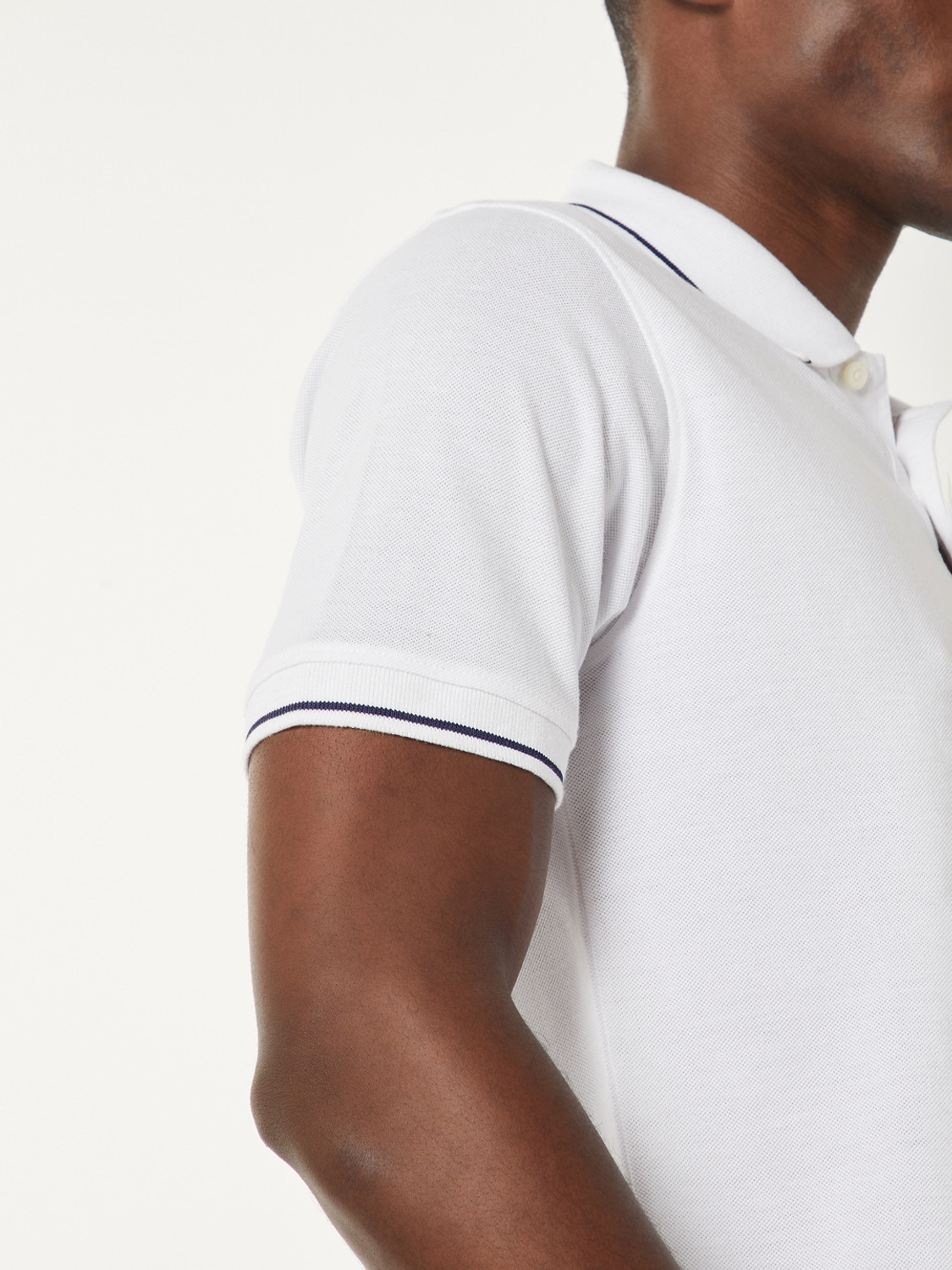 Image of MAX Solid Men Polo Neck White T-Shirt
