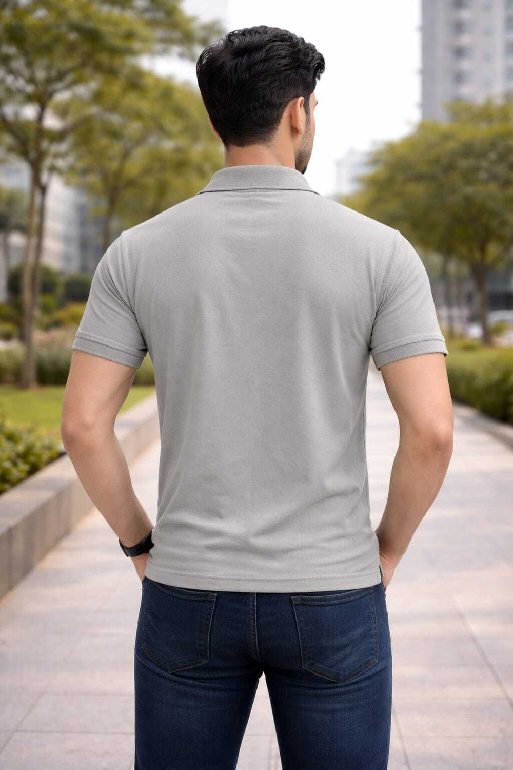 Image of RDSFashion Solid Men Polo Neck Grey T-Shirt