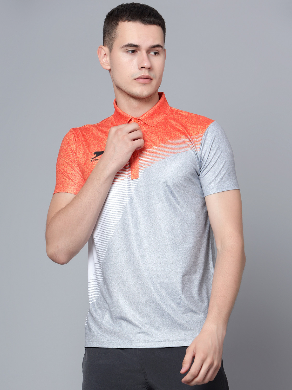 Image of Shiv Naresh Self Design Men Polo Neck Multicolor T-Shirt