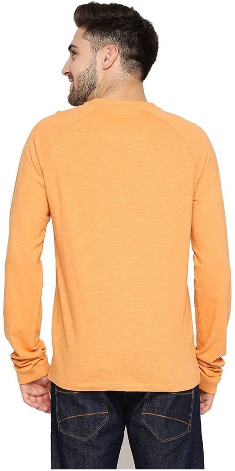 BASICS Typography Men Round Neck Orange T-Shirt