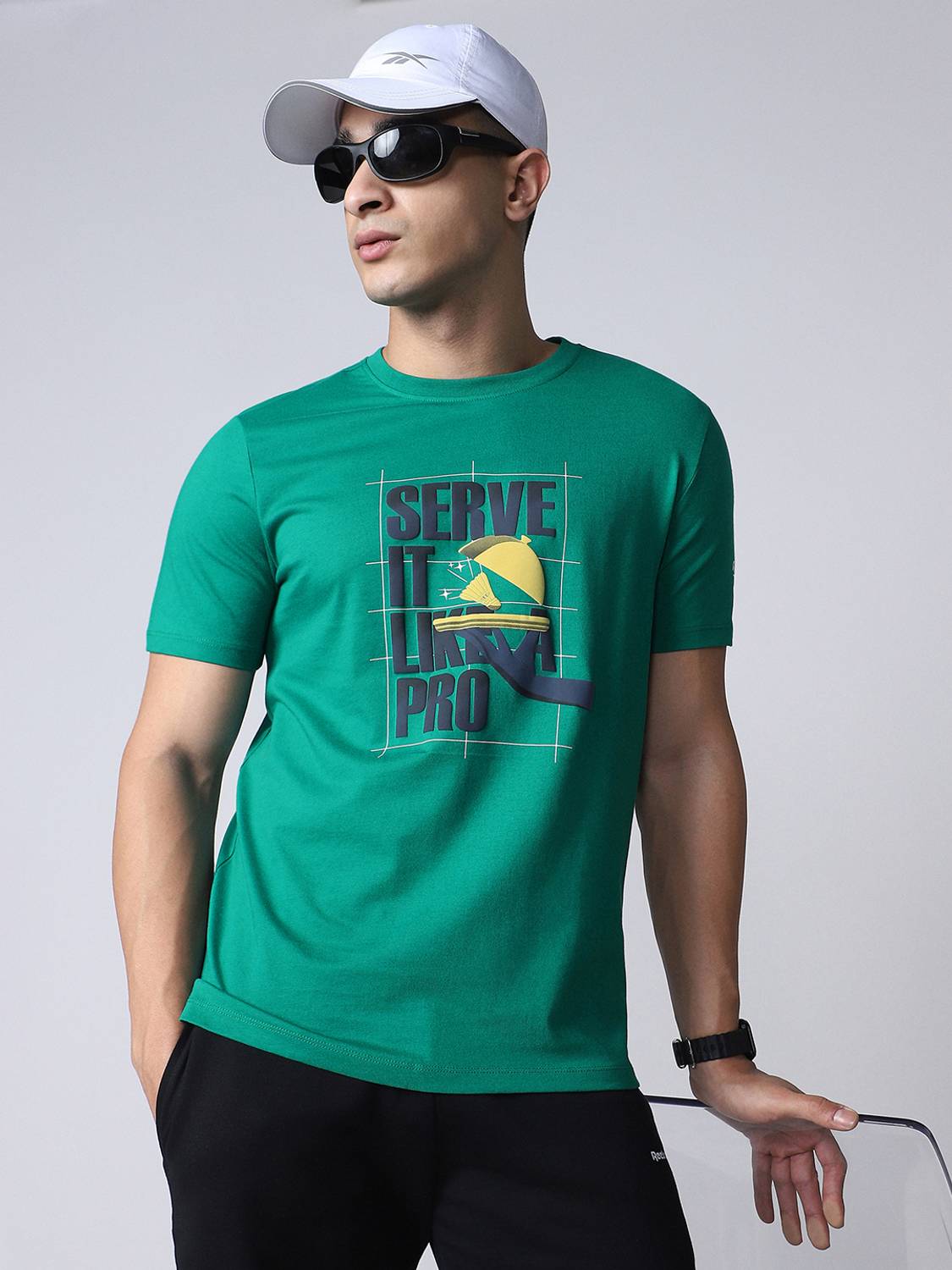 REEBOK Men Green Round Neck T-Shirt - Image 1