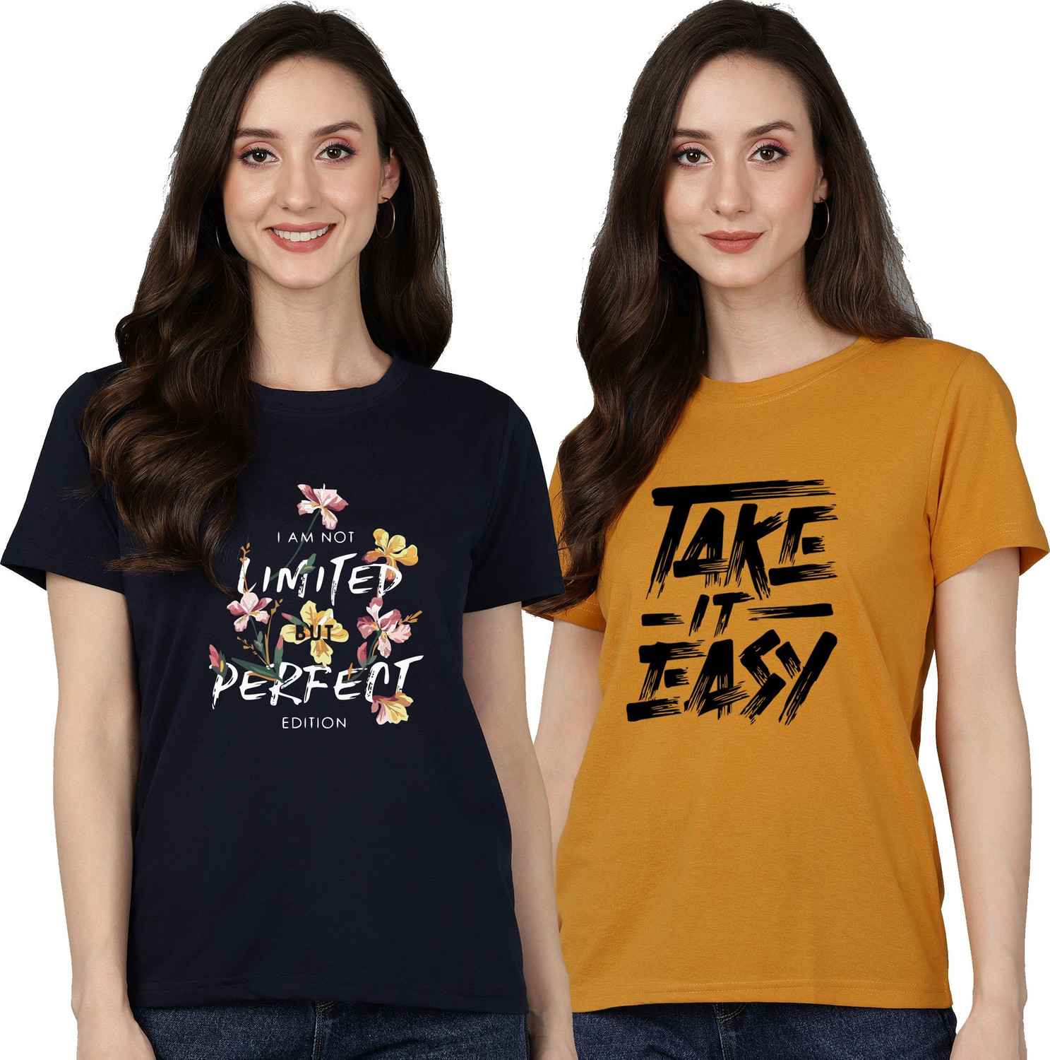 Image of Adyavastram Graphic Print Women Round Neck Multicolor T-Shirt