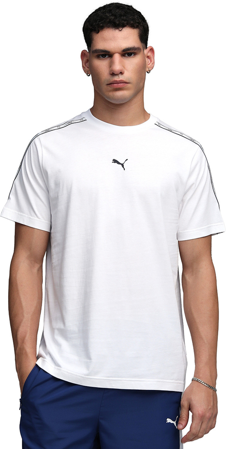 Image of PUMA Solid Men Crew Neck White T-Shirt