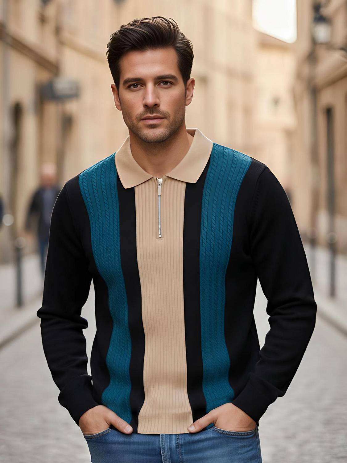AUSK Full Sleeve Striped Men Sweatshirt