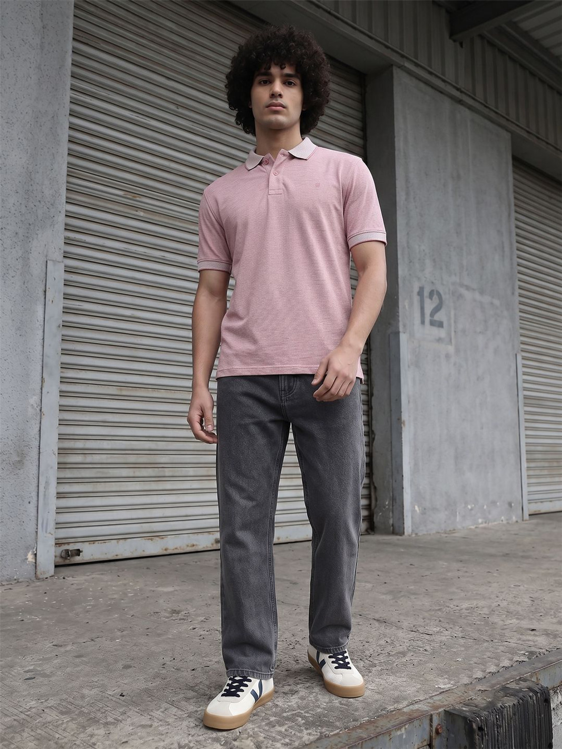 Image of Roadster Solid Men Polo Neck Pink T-Shirt